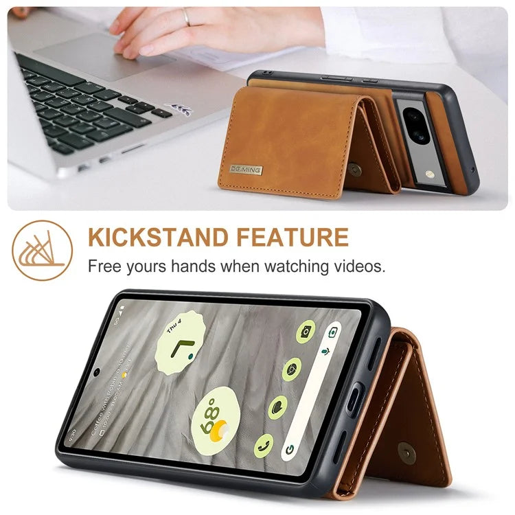 DG.MING M1 Series for Google Pixel 8a Case Kickstand Leather Back Phone Cover with Detachable Wallet