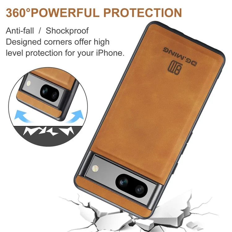 DG.MING M1 Series for Google Pixel 8a Case Kickstand Leather Back Phone Cover with Detachable Wallet