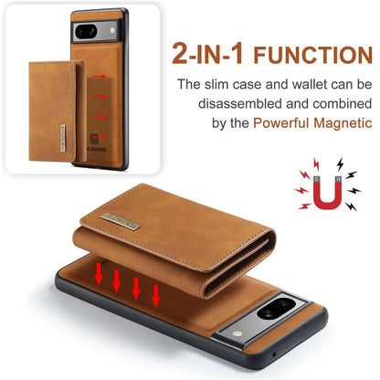 DG.MING M1 Series for Google Pixel 8a Case Kickstand Leather Back Phone Cover with Detachable Wallet