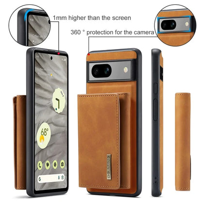 DG.MING M1 Series for Google Pixel 8a Case Kickstand Leather Back Phone Cover with Detachable Wallet