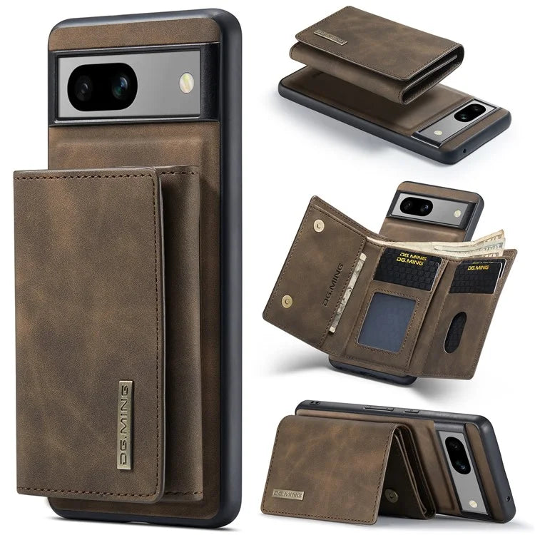 DG.MING M1 Series for Google Pixel 8a Case Kickstand Leather Back Phone Cover with Detachable Wallet