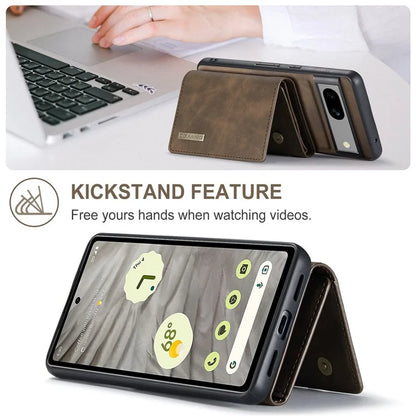 DG.MING M1 Series for Google Pixel 8a Case Kickstand Leather Back Phone Cover with Detachable Wallet