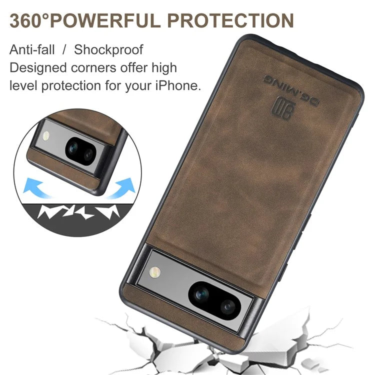 DG.MING M1 Series for Google Pixel 8a Case Kickstand Leather Back Phone Cover with Detachable Wallet