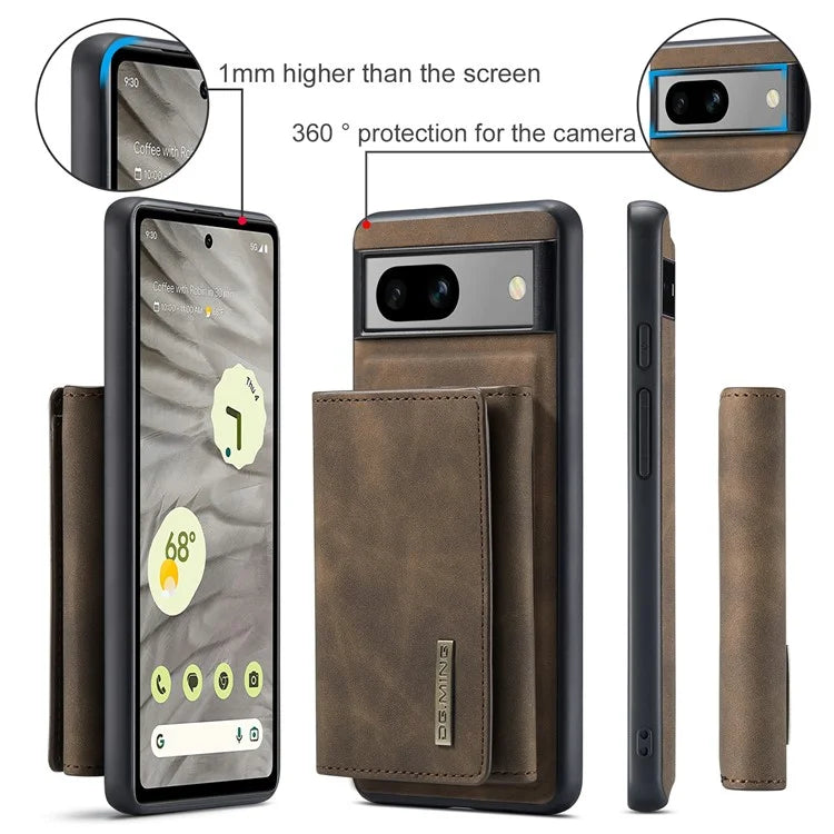 DG.MING M1 Series for Google Pixel 8a Case Kickstand Leather Back Phone Cover with Detachable Wallet