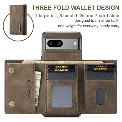 DG.MING M1 Series for Google Pixel 8a Case Kickstand Leather Back Phone Cover with Detachable Wallet