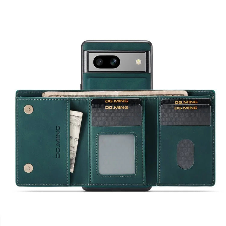 DG.MING M1 Series for Google Pixel 8a Case Kickstand Leather Back Phone Cover with Detachable Wallet