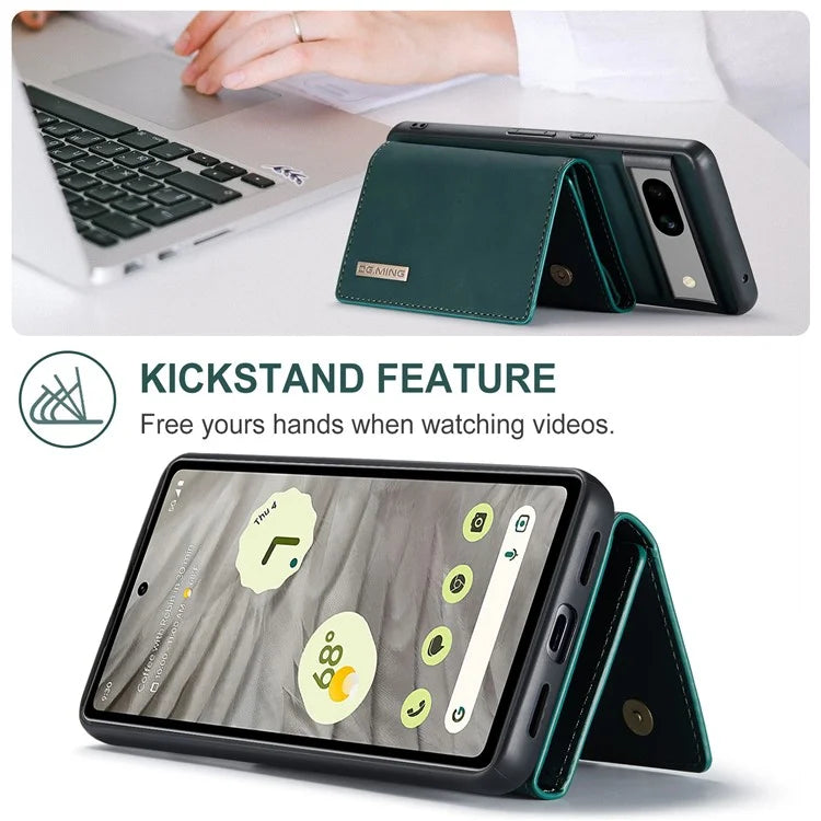 DG.MING M1 Series for Google Pixel 8a Case Kickstand Leather Back Phone Cover with Detachable Wallet