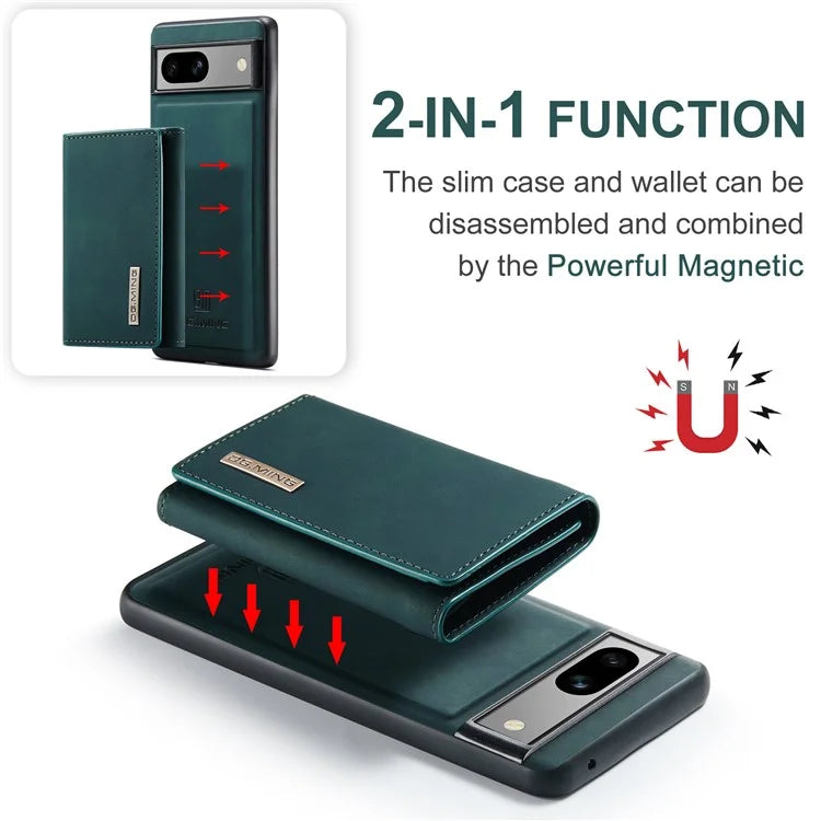 DG.MING M1 Series for Google Pixel 8a Case Kickstand Leather Back Phone Cover with Detachable Wallet