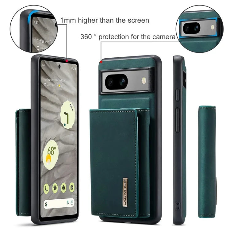 DG.MING M1 Series for Google Pixel 8a Case Kickstand Leather Back Phone Cover with Detachable Wallet