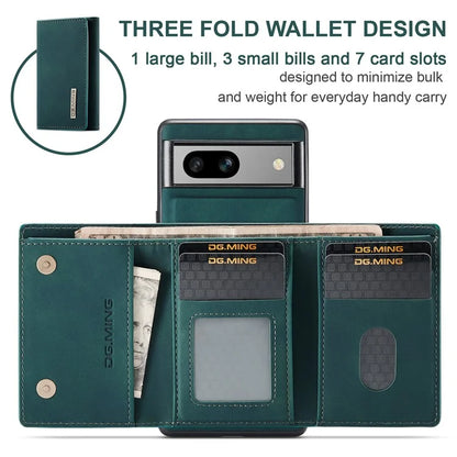 DG.MING M1 Series for Google Pixel 8a Case Kickstand Leather Back Phone Cover with Detachable Wallet