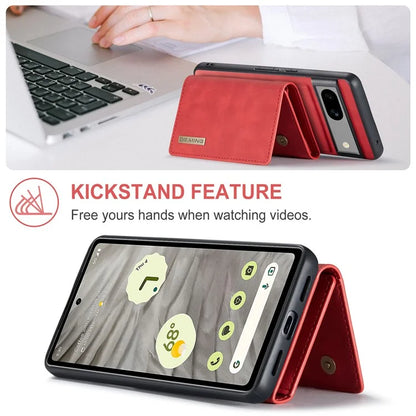 DG.MING M1 Series for Google Pixel 8a Case Kickstand Leather Back Phone Cover with Detachable Wallet