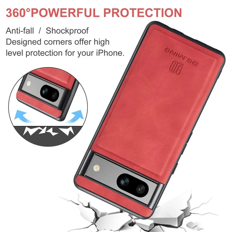 DG.MING M1 Series for Google Pixel 8a Case Kickstand Leather Back Phone Cover with Detachable Wallet