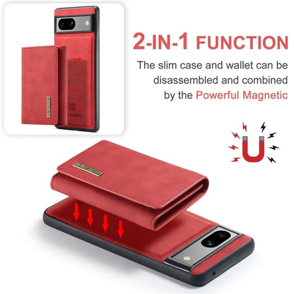 DG.MING M1 Series for Google Pixel 8a Case Kickstand Leather Back Phone Cover with Detachable Wallet