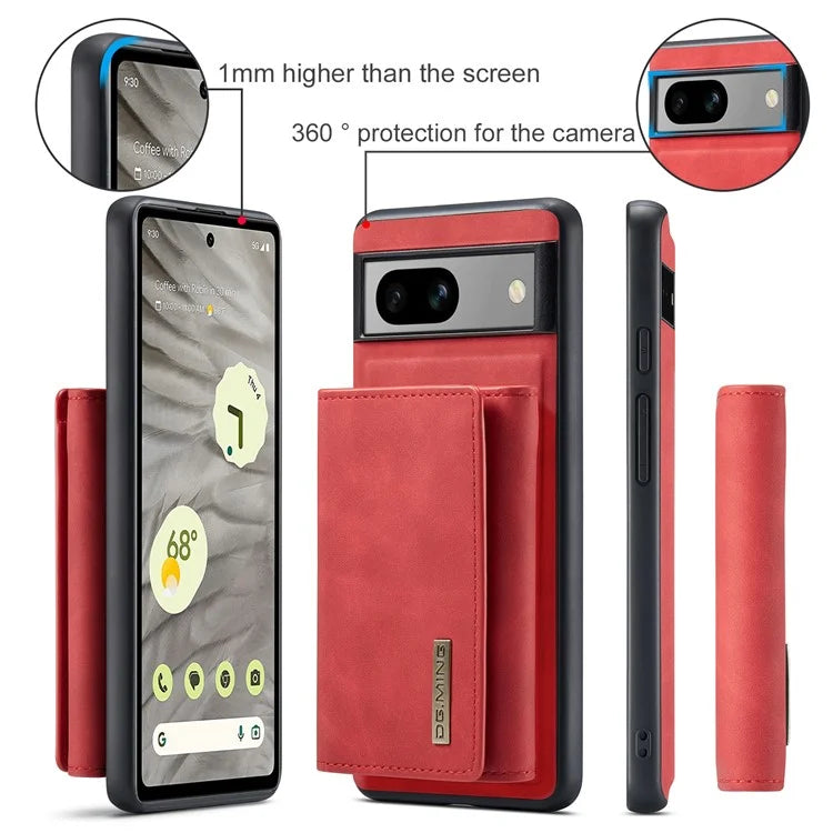 DG.MING M1 Series for Google Pixel 8a Case Kickstand Leather Back Phone Cover with Detachable Wallet