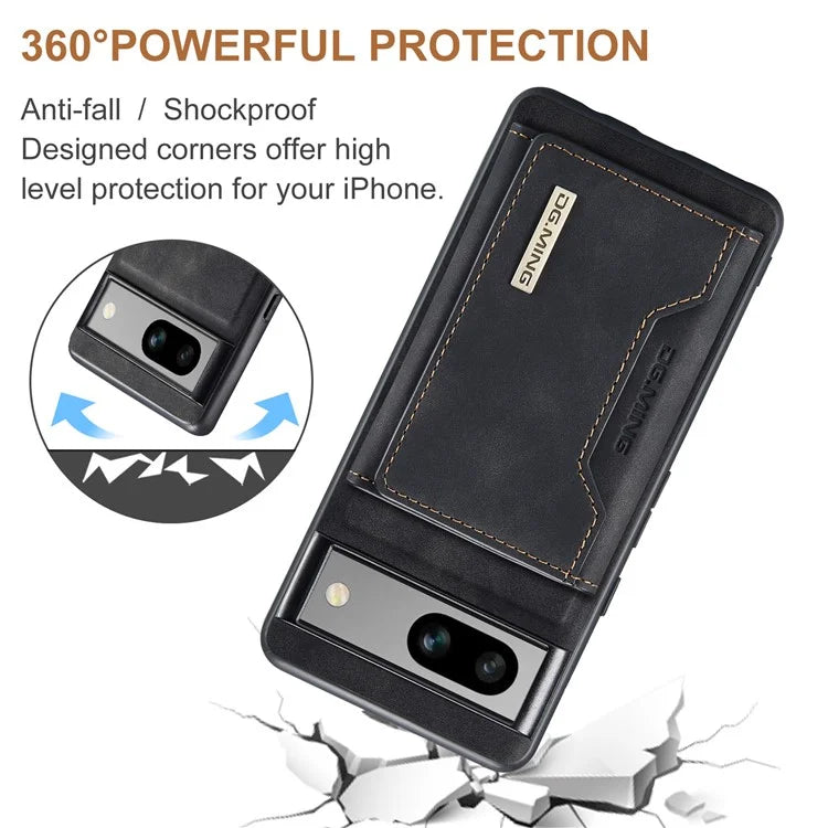 DG.MING M2 Series for Google Pixel 8a Case Detachable Wallet Leather Coated PC+TPU Phone Cover