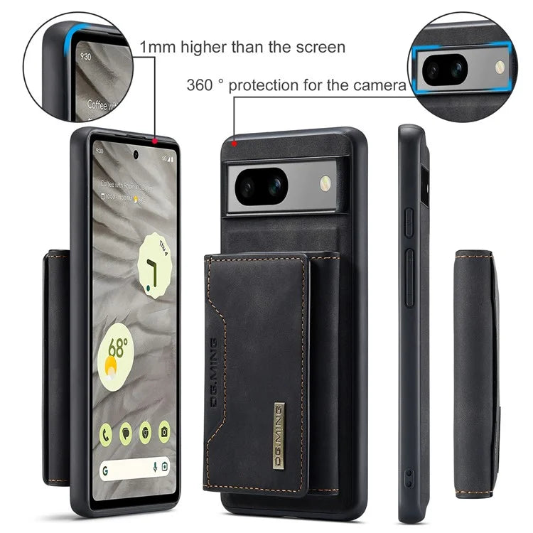 DG.MING M2 Series for Google Pixel 8a Case Detachable Wallet Leather Coated PC+TPU Phone Cover