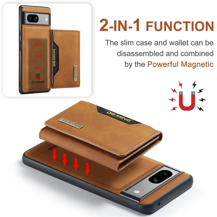 DG.MING M2 Series for Google Pixel 8a Case Detachable Wallet Leather Coated PC+TPU Phone Cover