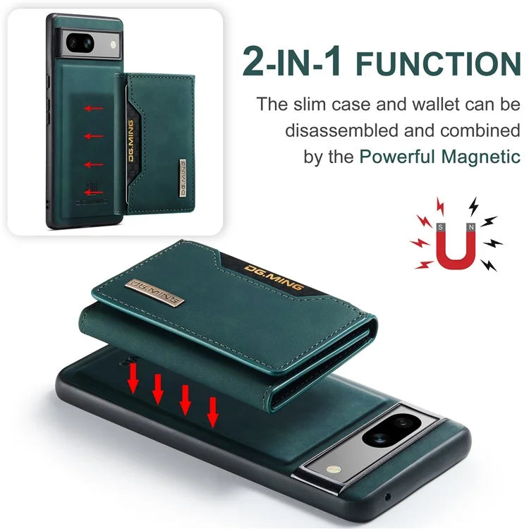 DG.MING M2 Series for Google Pixel 8a Case Detachable Wallet Leather Coated PC+TPU Phone Cover