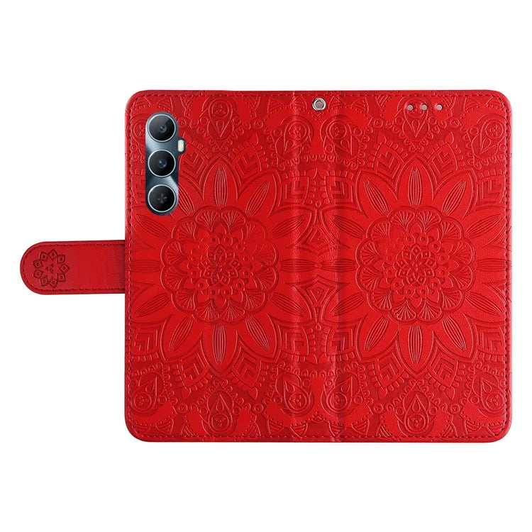 For Realme C65 4G Case Wallet Stand Sunflower Imprinted Leather Phone Cover