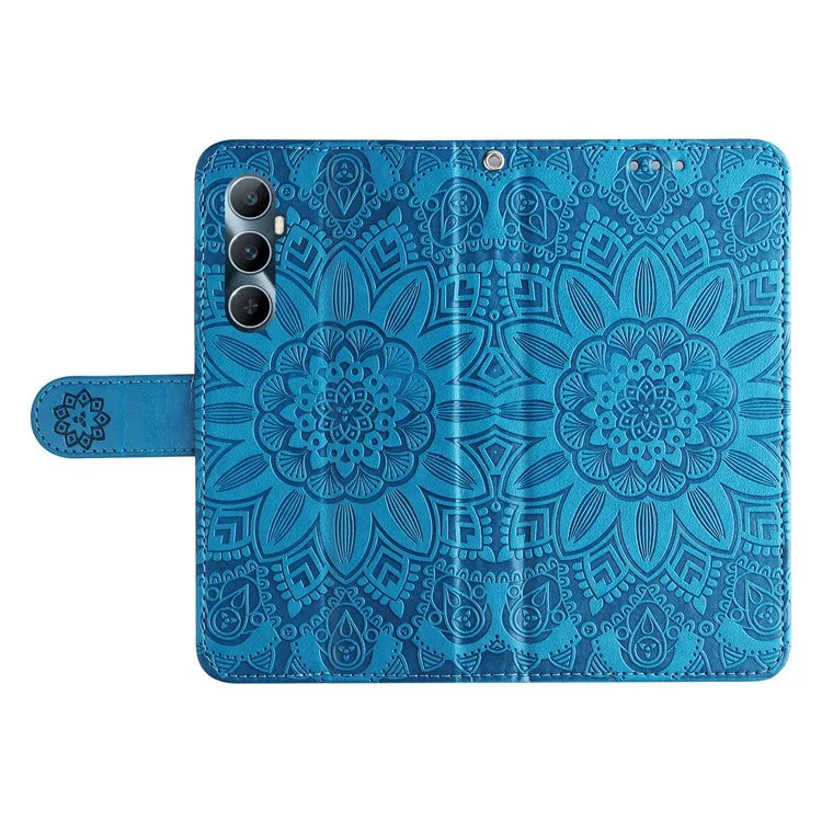 For Realme C65 4G Case Wallet Stand Sunflower Imprinted Leather Phone Cover
