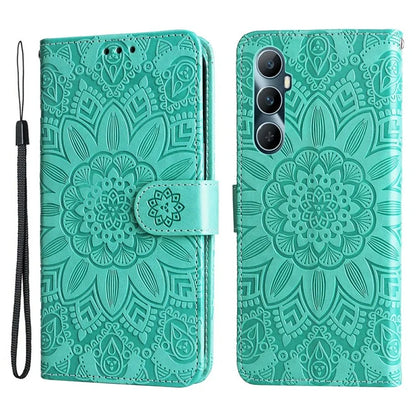 For Realme C65 4G Case Wallet Stand Sunflower Imprinted Leather Phone Cover