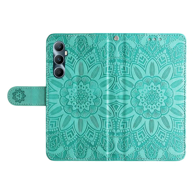 For Realme C65 4G Case Wallet Stand Sunflower Imprinted Leather Phone Cover