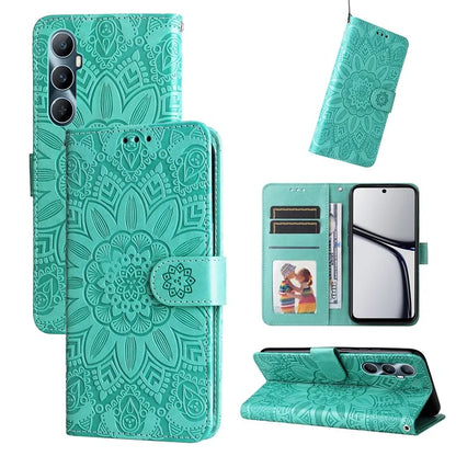 For Realme C65 4G Case Wallet Stand Sunflower Imprinted Leather Phone Cover