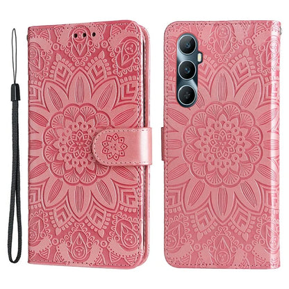 For Realme C65 4G Case Wallet Stand Sunflower Imprinted Leather Phone Cover