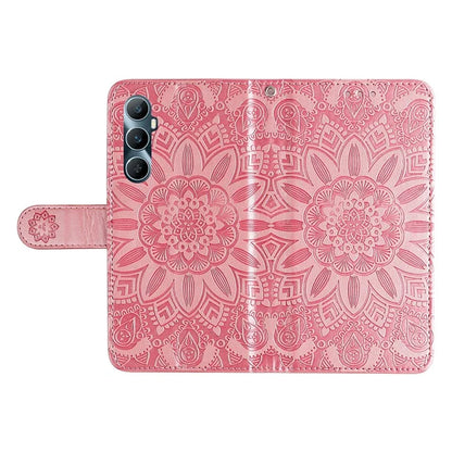 For Realme C65 4G Case Wallet Stand Sunflower Imprinted Leather Phone Cover