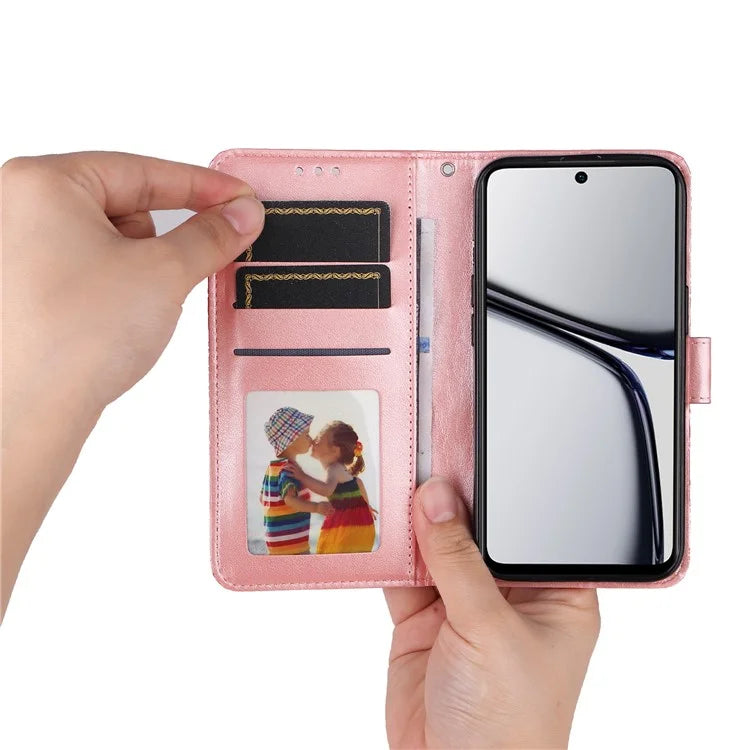 For Realme C65 4G Case Wallet Stand Sunflower Imprinted Leather Phone Cover