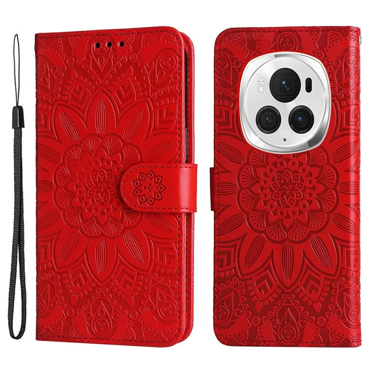 For Honor Magic6 Pro 5G Anti-Scratch Wallet Stand Phone Case Sunflower Leather Stand Mobile Phone Cover