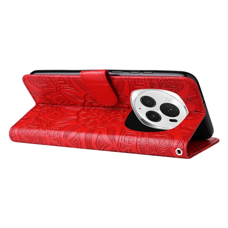For Honor Magic6 Pro 5G Anti-Scratch Wallet Stand Phone Case Sunflower Leather Stand Mobile Phone Cover