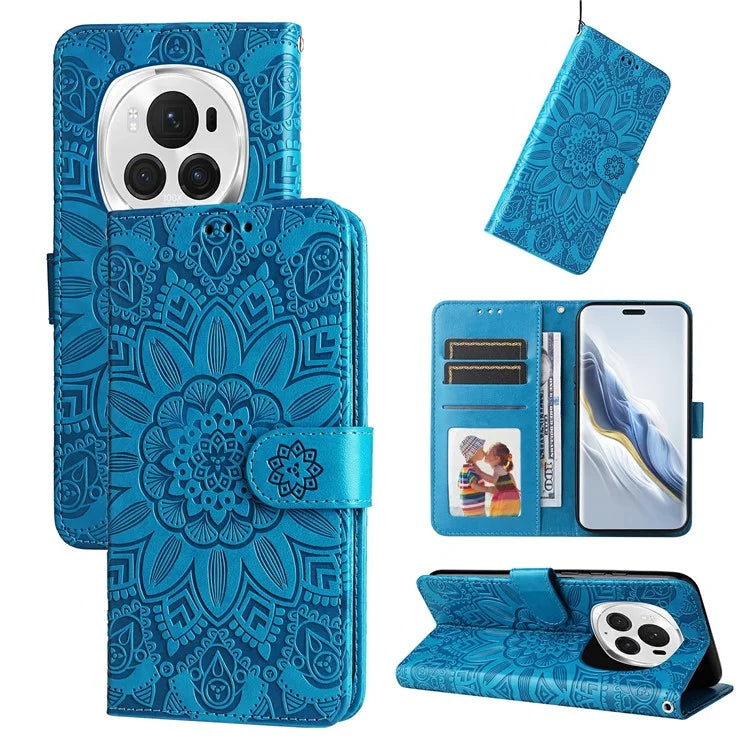For Honor Magic6 Pro 5G Anti-Scratch Wallet Stand Phone Case Sunflower Leather Stand Mobile Phone Cover