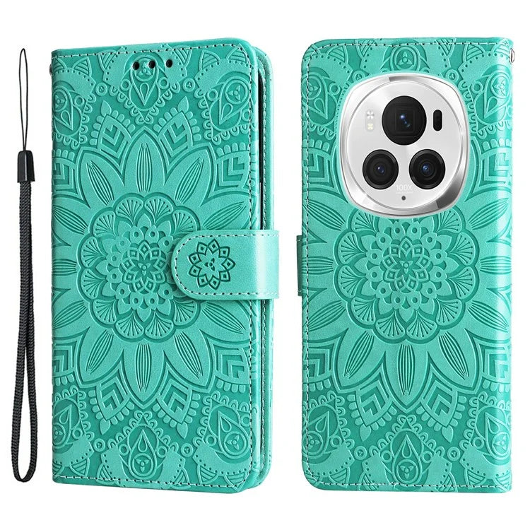 For Honor Magic6 Pro 5G Anti-Scratch Wallet Stand Phone Case Sunflower Leather Stand Mobile Phone Cover