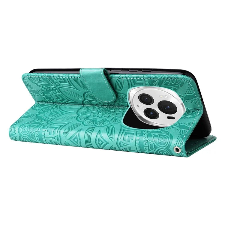 For Honor Magic6 Pro 5G Anti-Scratch Wallet Stand Phone Case Sunflower Leather Stand Mobile Phone Cover