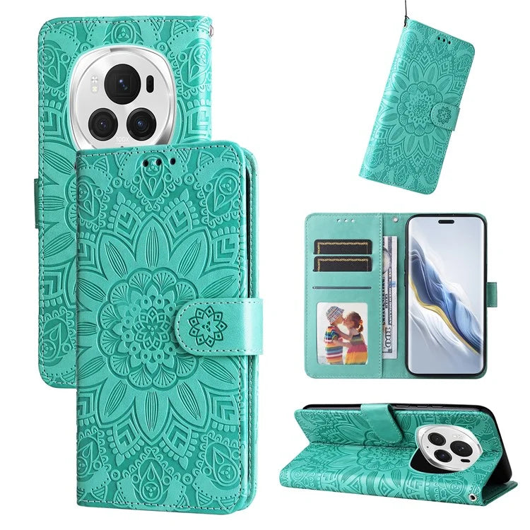 For Honor Magic6 Pro 5G Anti-Scratch Wallet Stand Phone Case Sunflower Leather Stand Mobile Phone Cover