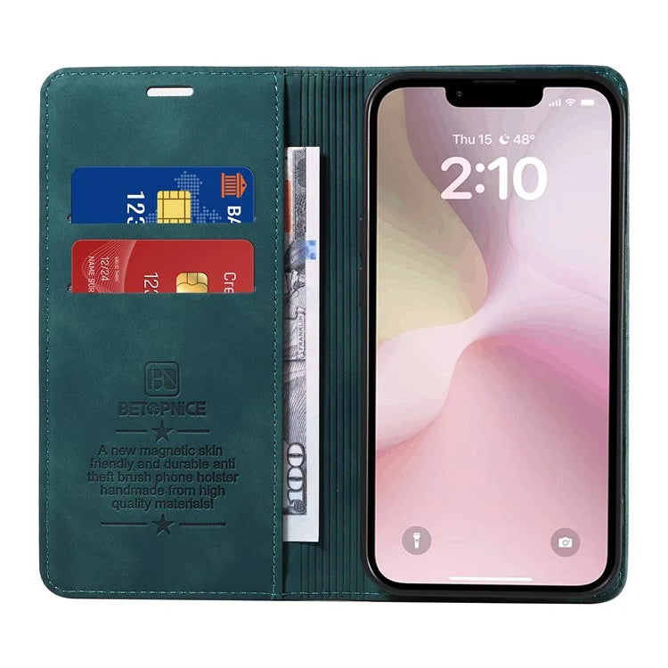 BETOPNICE 003 For iPhone SE (2024) Wallet Case RFID Blocking Leather+TPU Shockproof Phone Shell