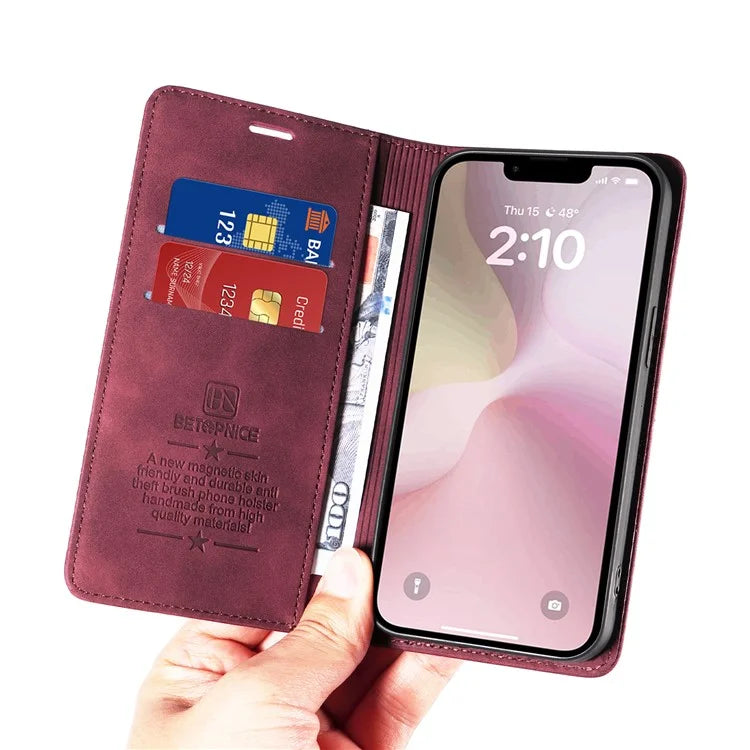 BETOPNICE 003 For iPhone SE (2024) Wallet Case RFID Blocking Leather+TPU Shockproof Phone Shell