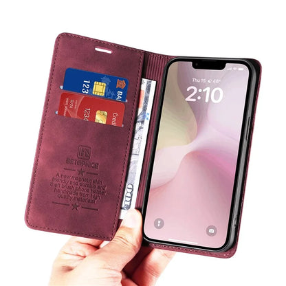 BETOPNICE 003 For iPhone SE (2024) Wallet Case RFID Blocking Leather+TPU Shockproof Phone Shell