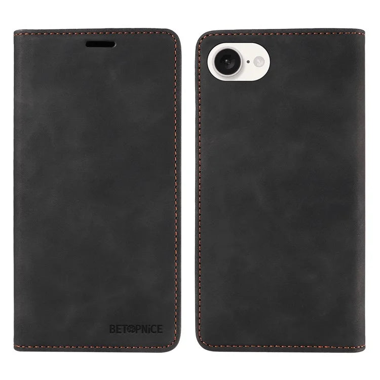 BETOPNICE 003 For iPhone SE (2024) Wallet Case RFID Blocking Leather+TPU Shockproof Phone Shell