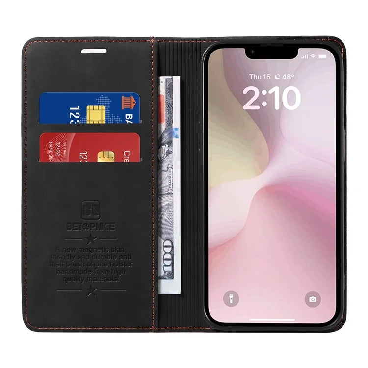 BETOPNICE 003 For iPhone SE (2024) Wallet Case RFID Blocking Leather+TPU Shockproof Phone Shell