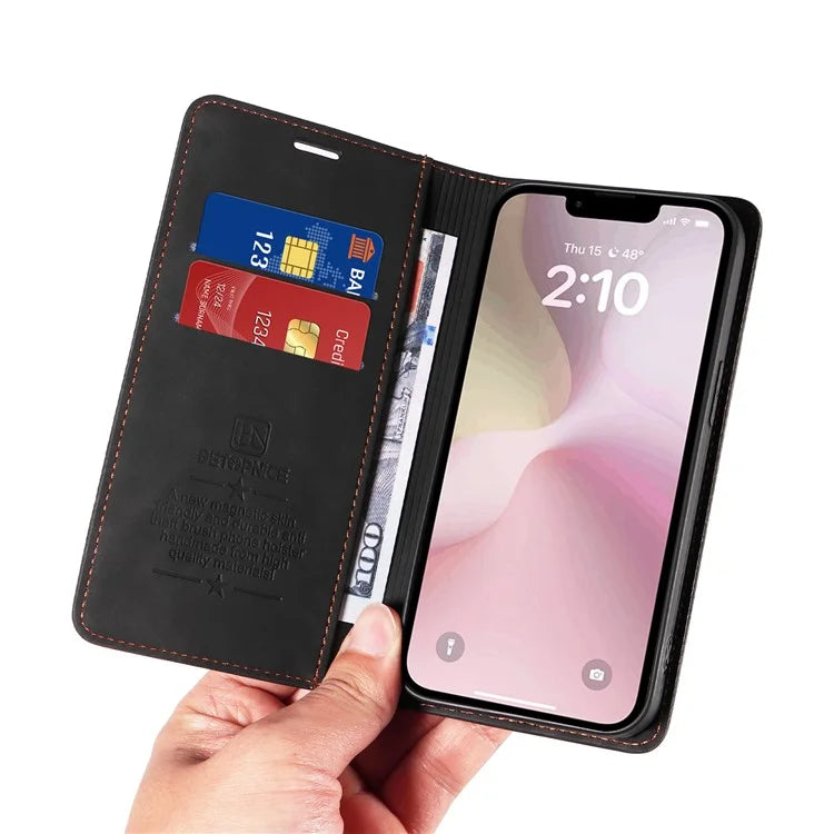 BETOPNICE 003 For iPhone SE (2024) Wallet Case RFID Blocking Leather+TPU Shockproof Phone Shell