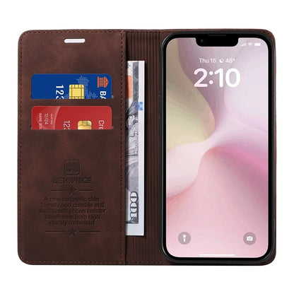 BETOPNICE 003 For iPhone SE (2024) Wallet Case RFID Blocking Leather+TPU Shockproof Phone Shell