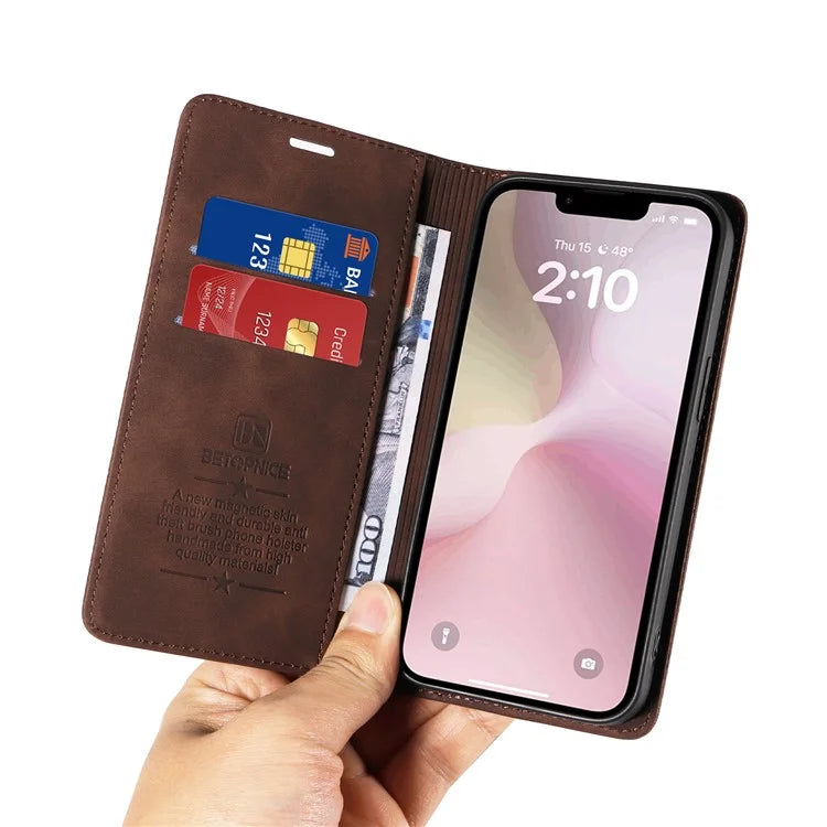 BETOPNICE 003 For iPhone SE (2024) Wallet Case RFID Blocking Leather+TPU Shockproof Phone Shell