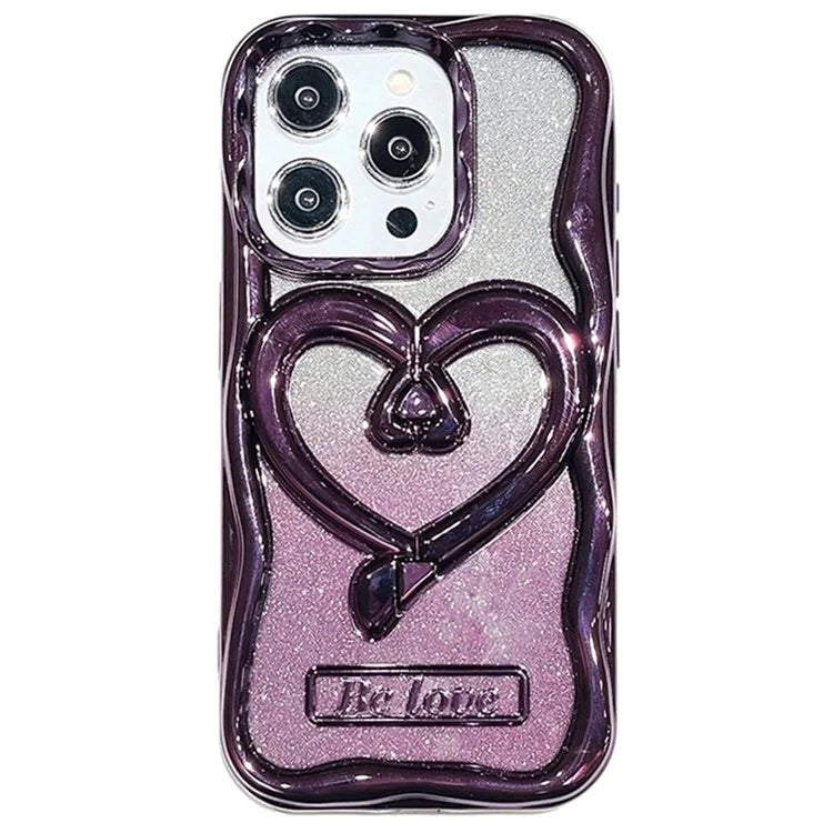 For iPhone 13 Pro Cell Phone Cases Electroplated PC Kickstand TPU Cover with Glitter Powder Paper