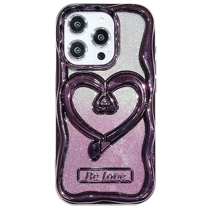 For iPhone 13 Pro Cell Phone Cases Electroplated PC Kickstand TPU Cover with Glitter Powder Paper