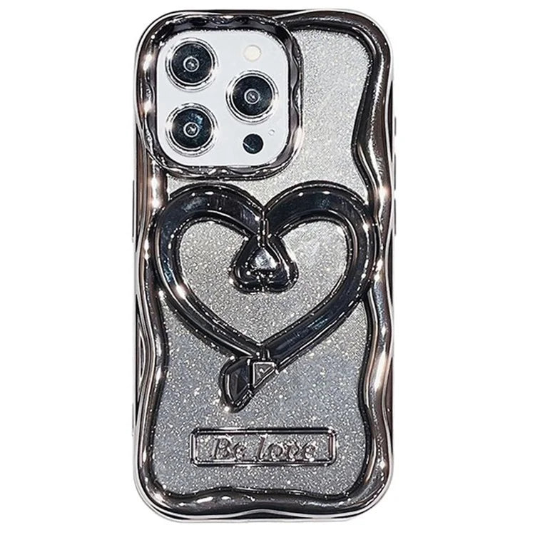 For iPhone 13 Pro Cell Phone Cases Electroplated PC Kickstand TPU Cover with Glitter Powder Paper