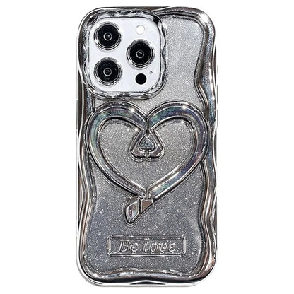 For iPhone 14 Pro Glitter Paper Phone Case Electroplated TPU Clear Cover with Kickstand
