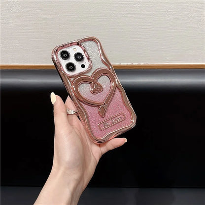 For iPhone 14 Pro Glitter Paper Phone Case Electroplated TPU Clear Cover with Kickstand