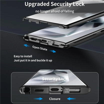 For Samsung Galaxy S22 Ultra 5G Phone Cover Magnetic Matte PC Case with HD Tempered Glass Film